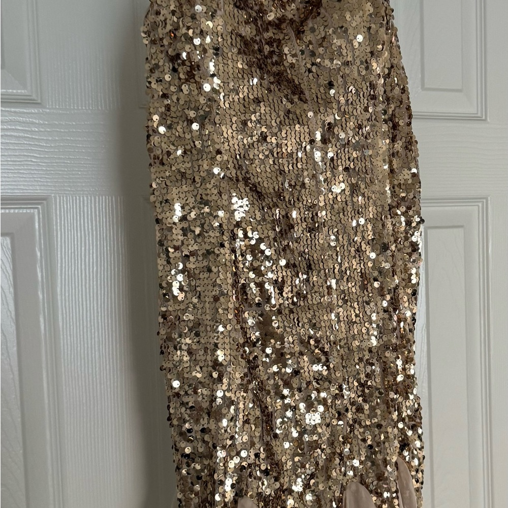 Adrianna Papell Gold Sequin Dress